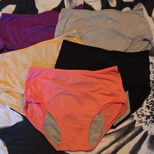 Vibrant Women's Period Panties Set - Purple, Gray, Yellow, Black, Orange